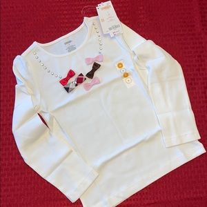 Gymboree girls size 6 long sleeve cream top w bows